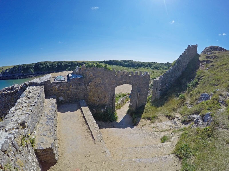 Old gate and path leading to the Barafundle beach