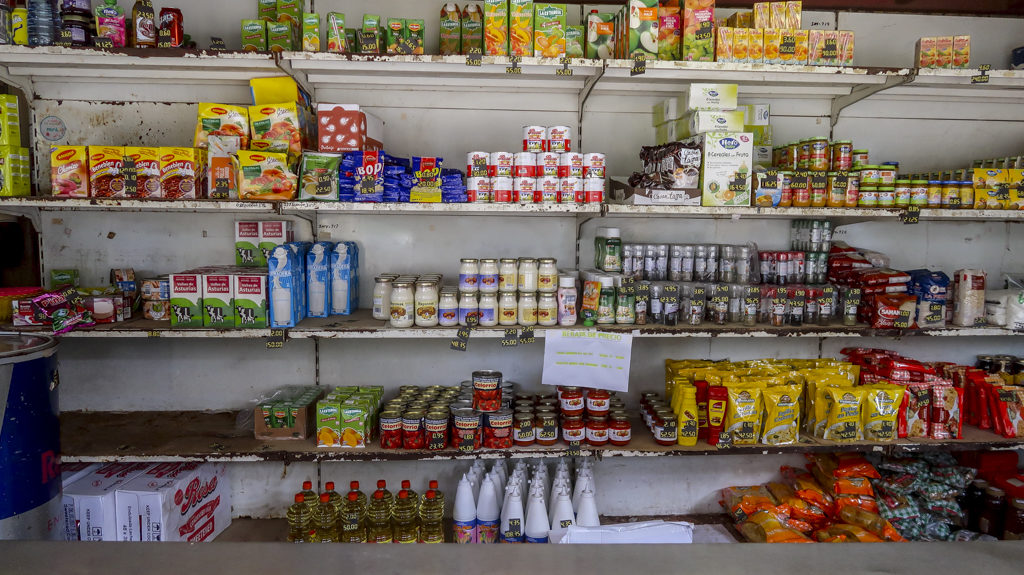 Store shelves in Havana